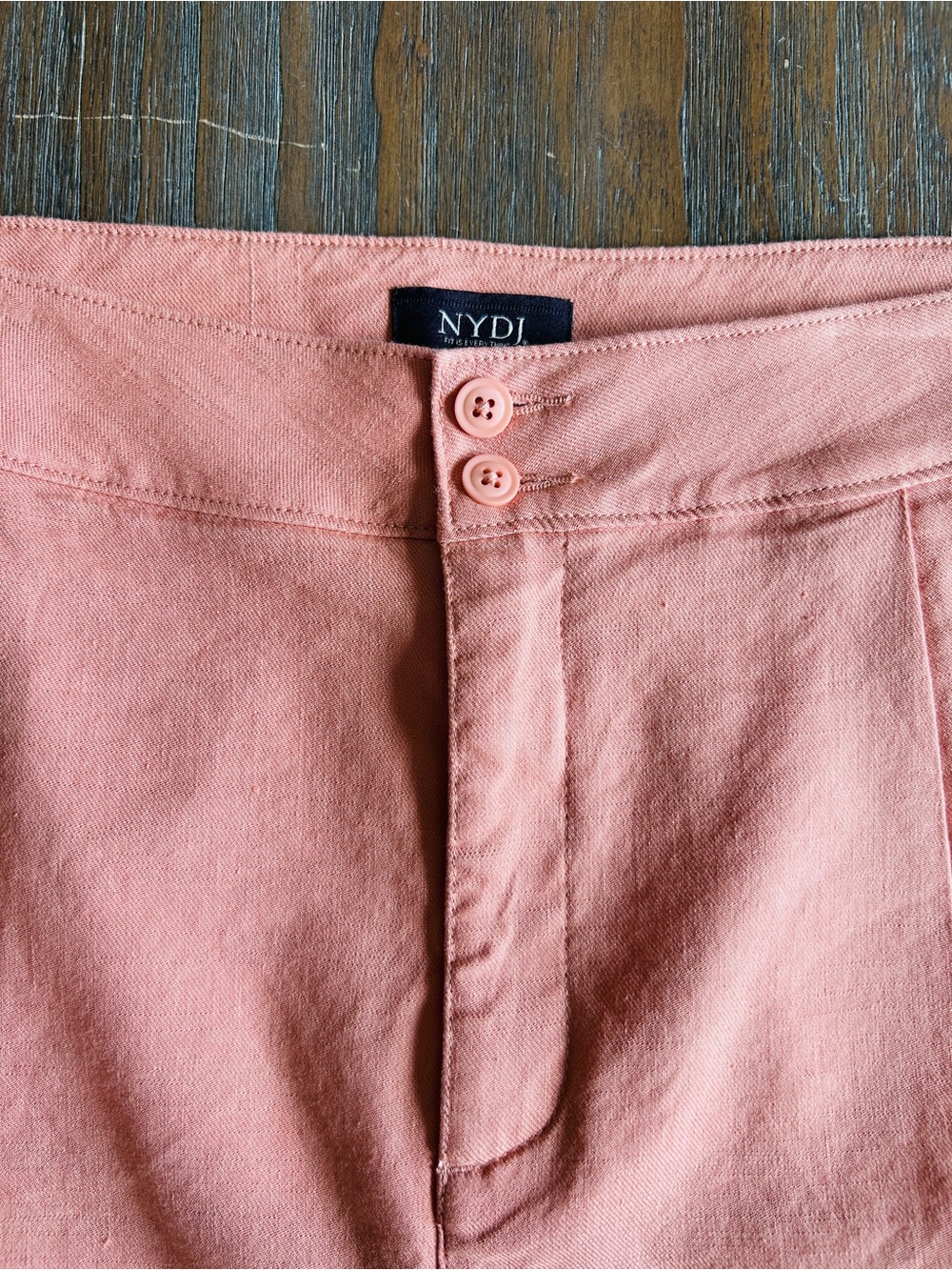 NYDJ Linen Shorts 16P Lift Tuck Technology Coral Pink Bermuda Style NWOT - Picture 4 of 11